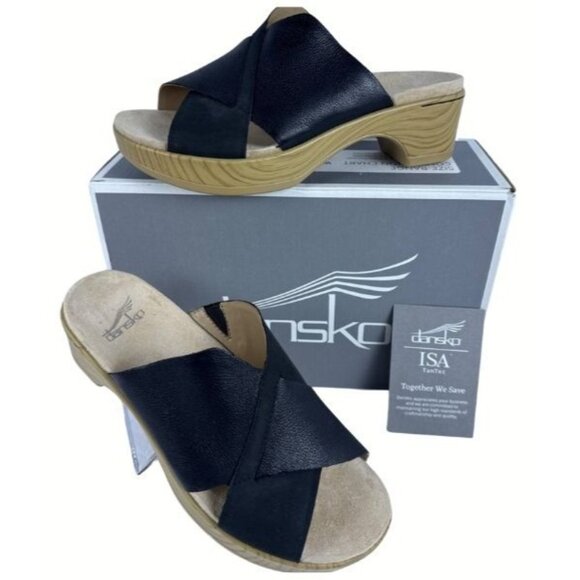 Dansko Black and Tan Women's Sandals - Picture 1 of 13